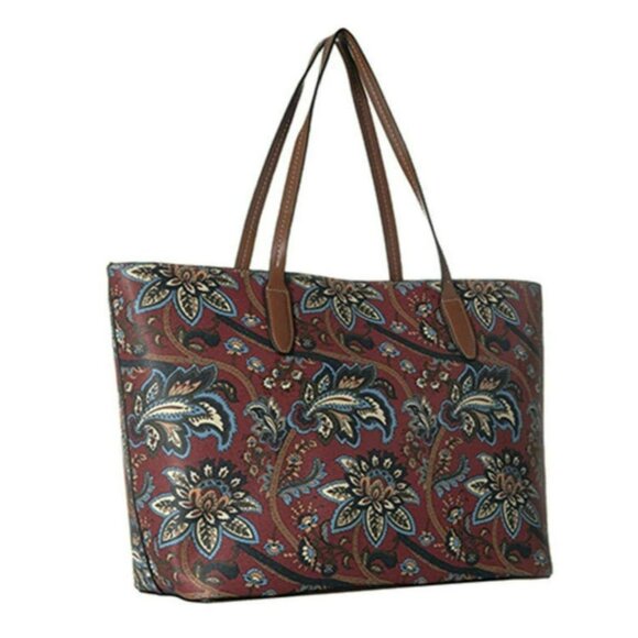 London Fog Floral Print Canvas Handbag 11x19x6 NWT - Picture 2 of 10